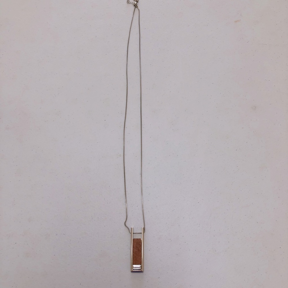 WH/BM Wood Stone Silver Necklace